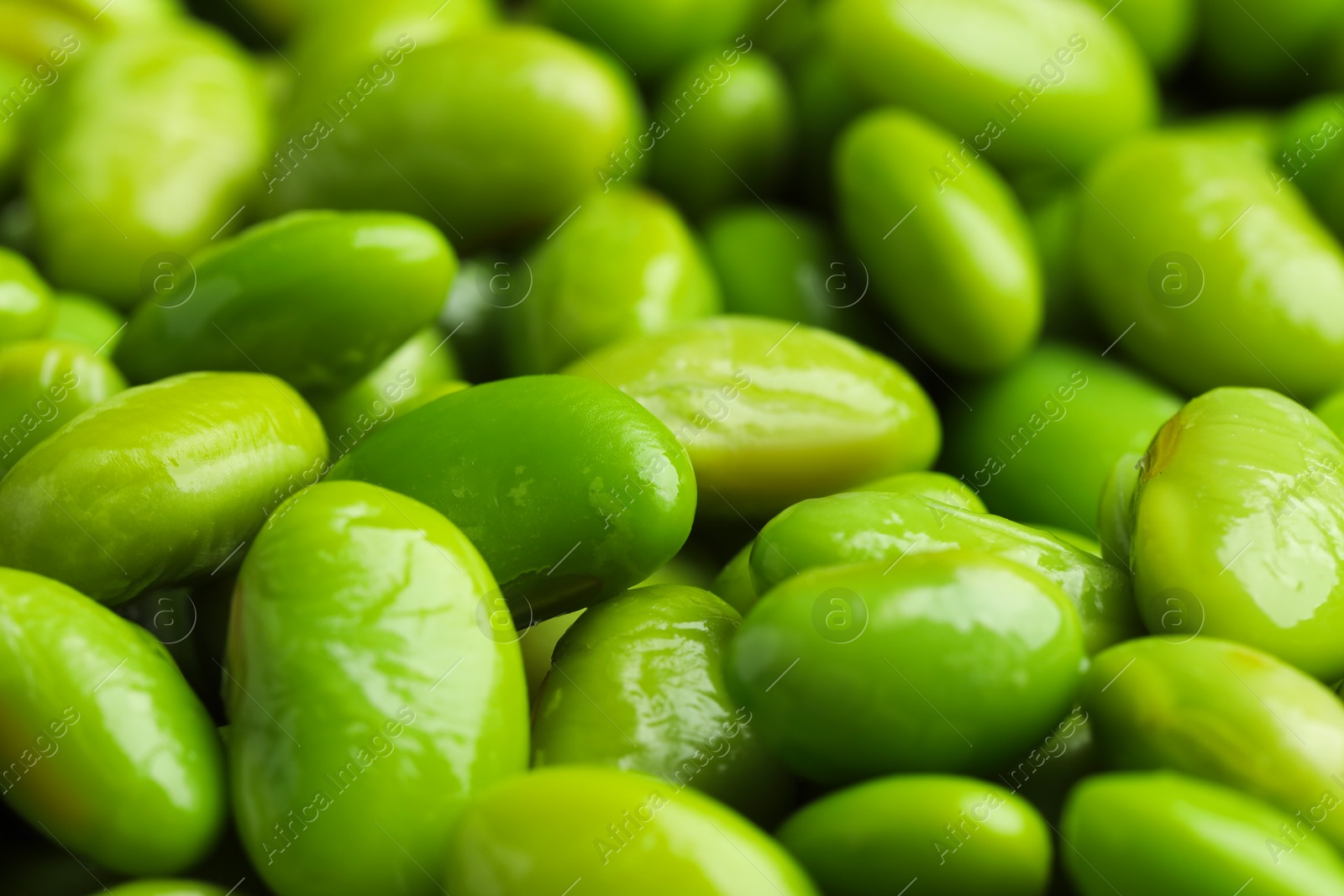 Photo of Fresh edamame soybeans as background, closeup view