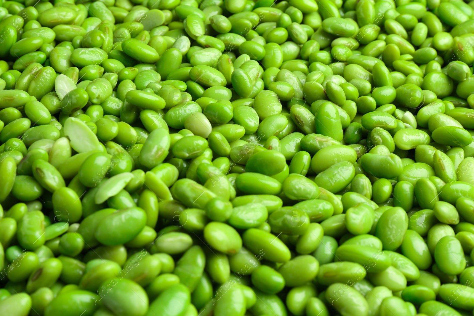 Photo of Fresh edamame beans as background, closeup view