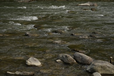 Beautiful view of mountain river with stones