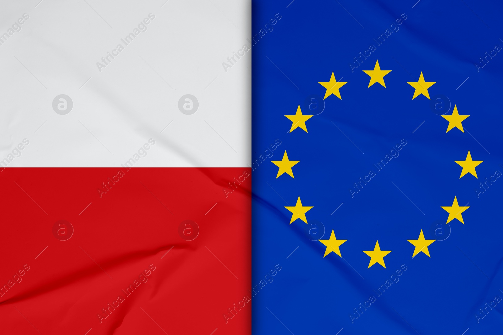 Image of Flags of European Union and Poland, top view