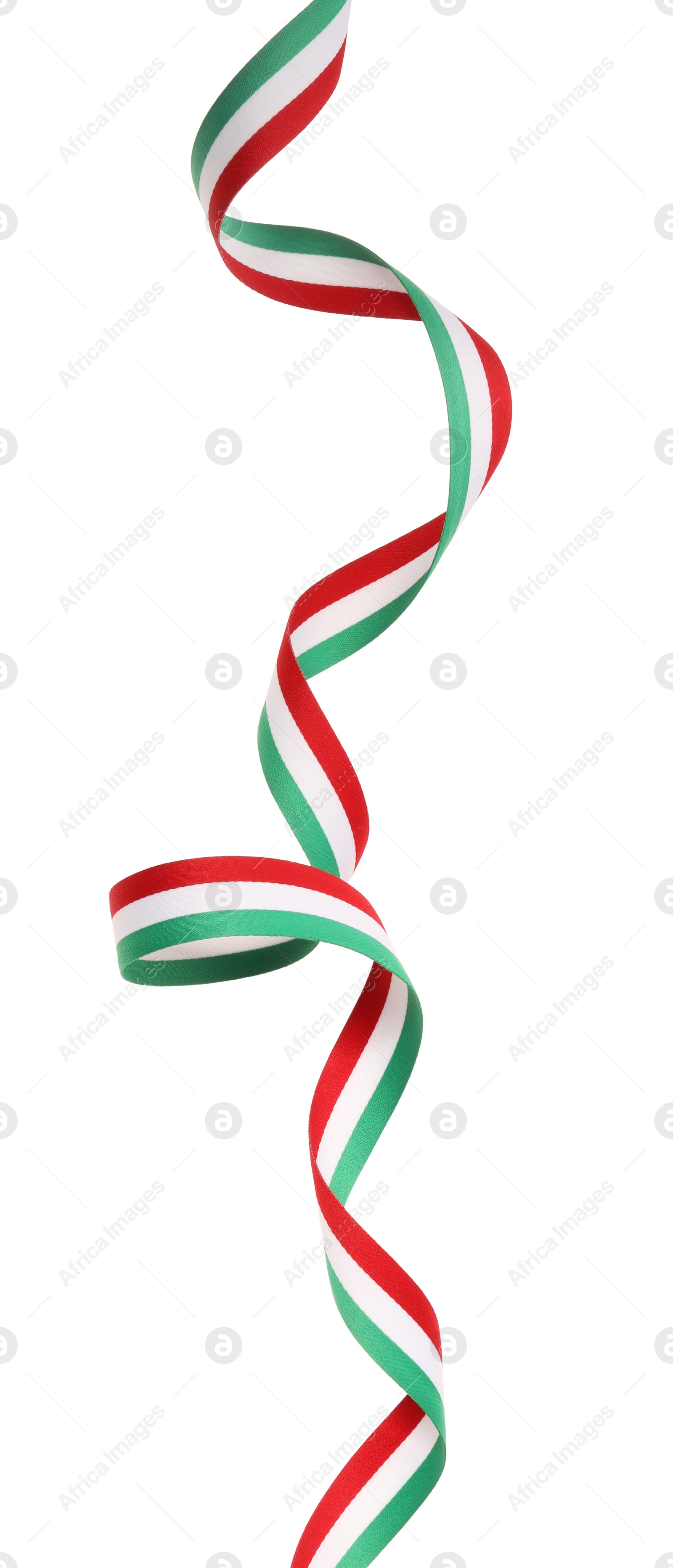 Photo of Ribbon with Italy flag pattern isolated on white