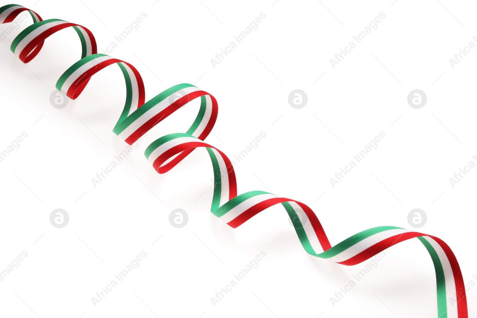 Photo of Ribbon with Italy flag pattern isolated on white