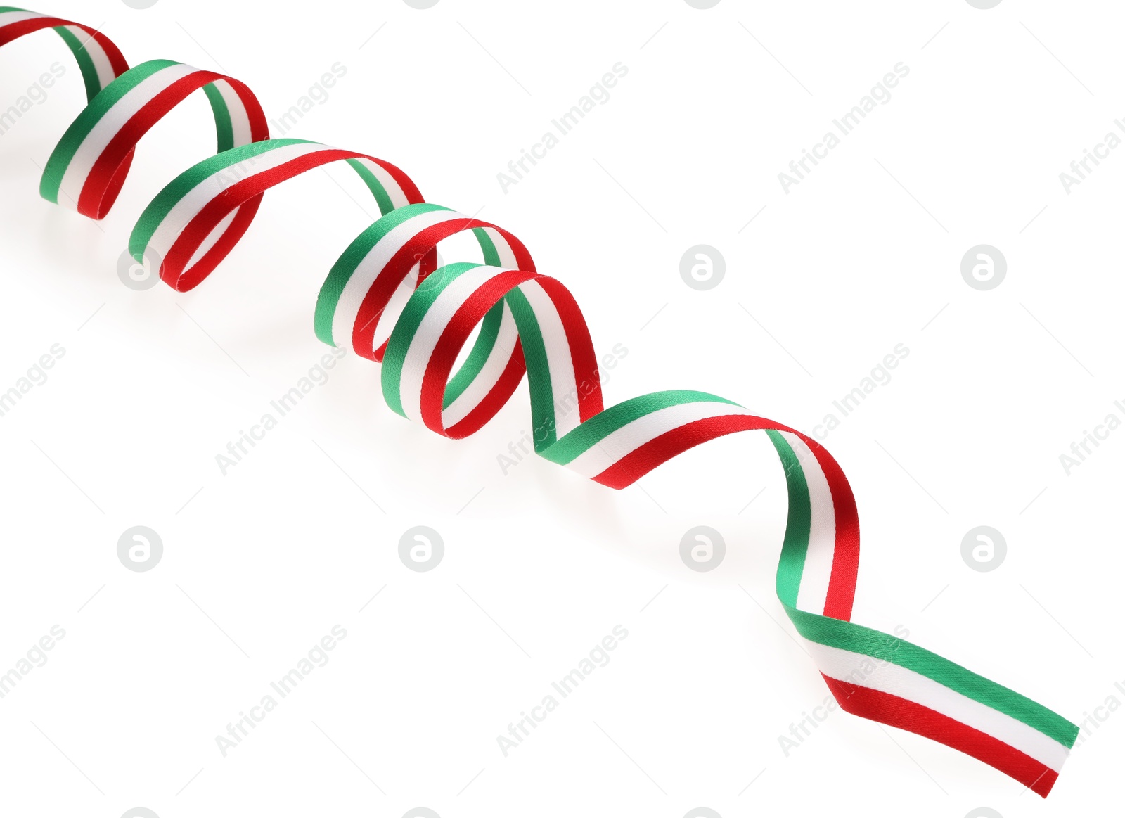 Photo of Ribbon with Italy flag pattern isolated on white