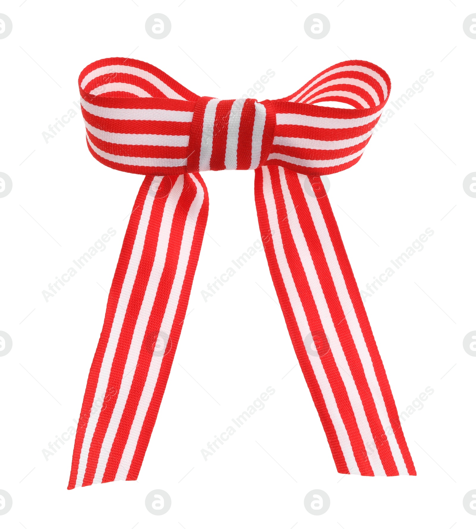 Photo of One colorful striped bow isolated on white