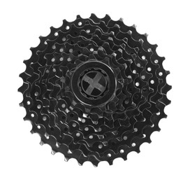 Photo of Bicycle cassette isolated on white, top view. Cycling accessory