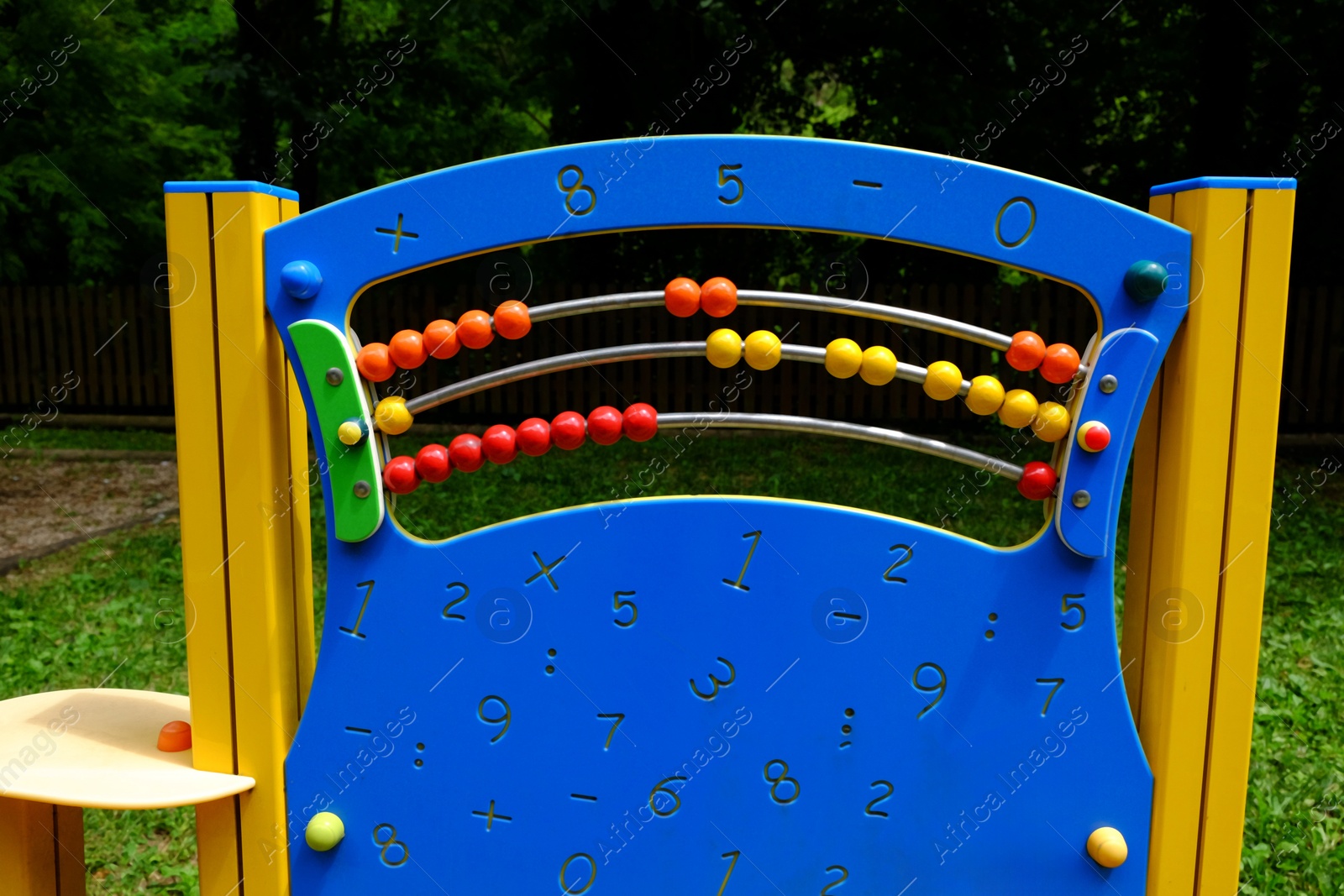 Photo of Playground equipment with abacus in park at summer