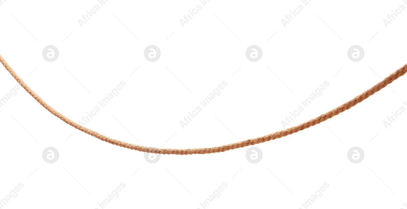 Photo of One brown braided rope isolated on white