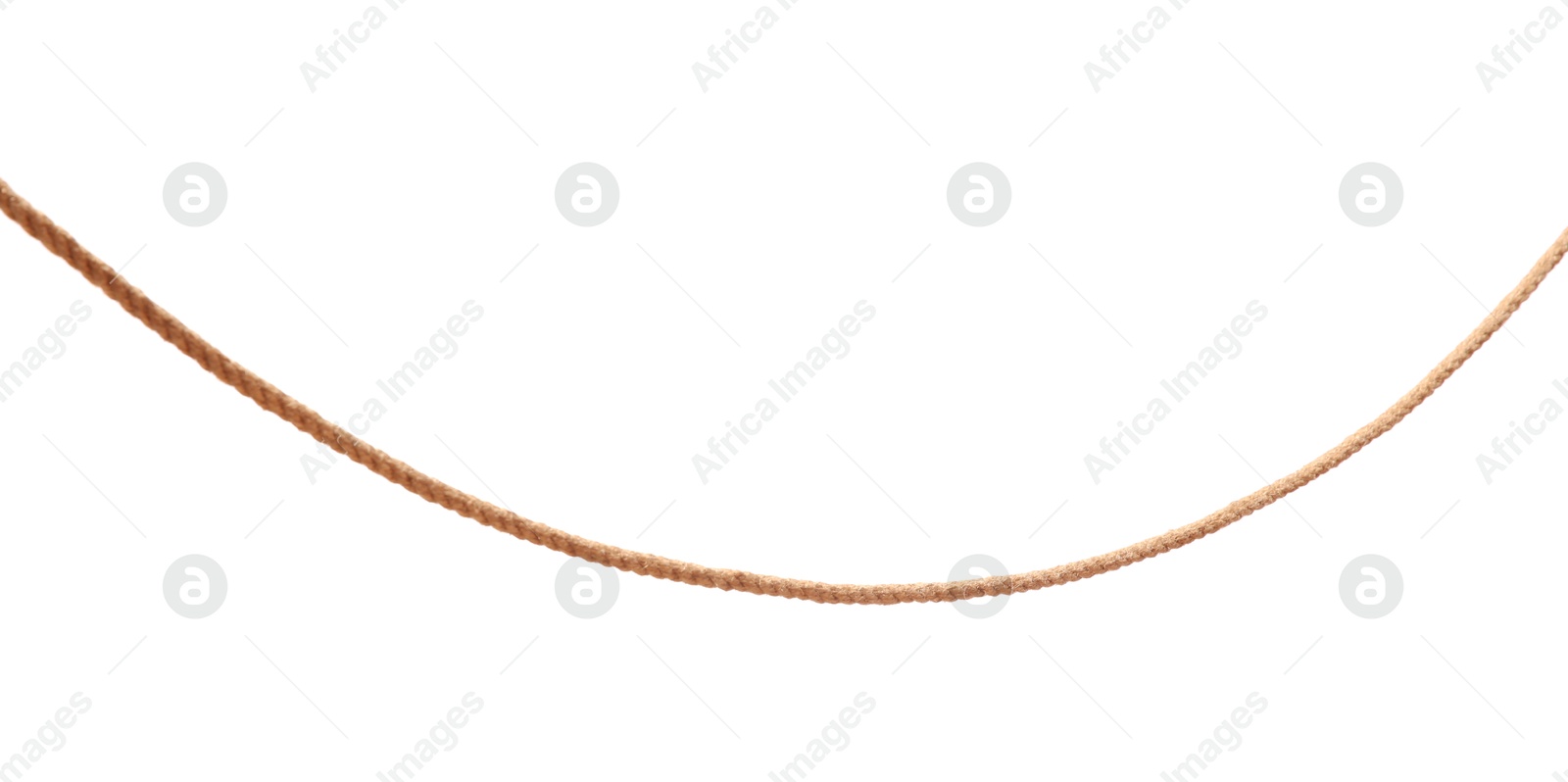 Photo of One brown braided rope isolated on white