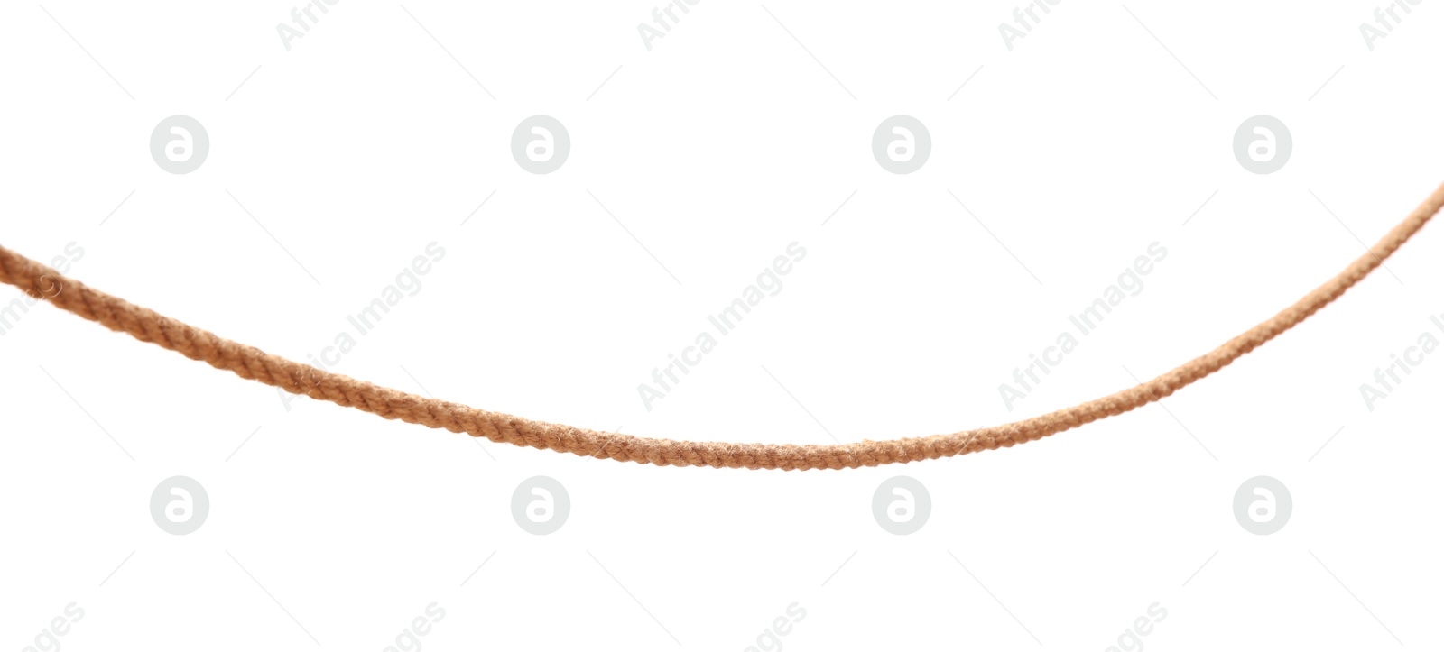 Photo of One brown braided rope isolated on white