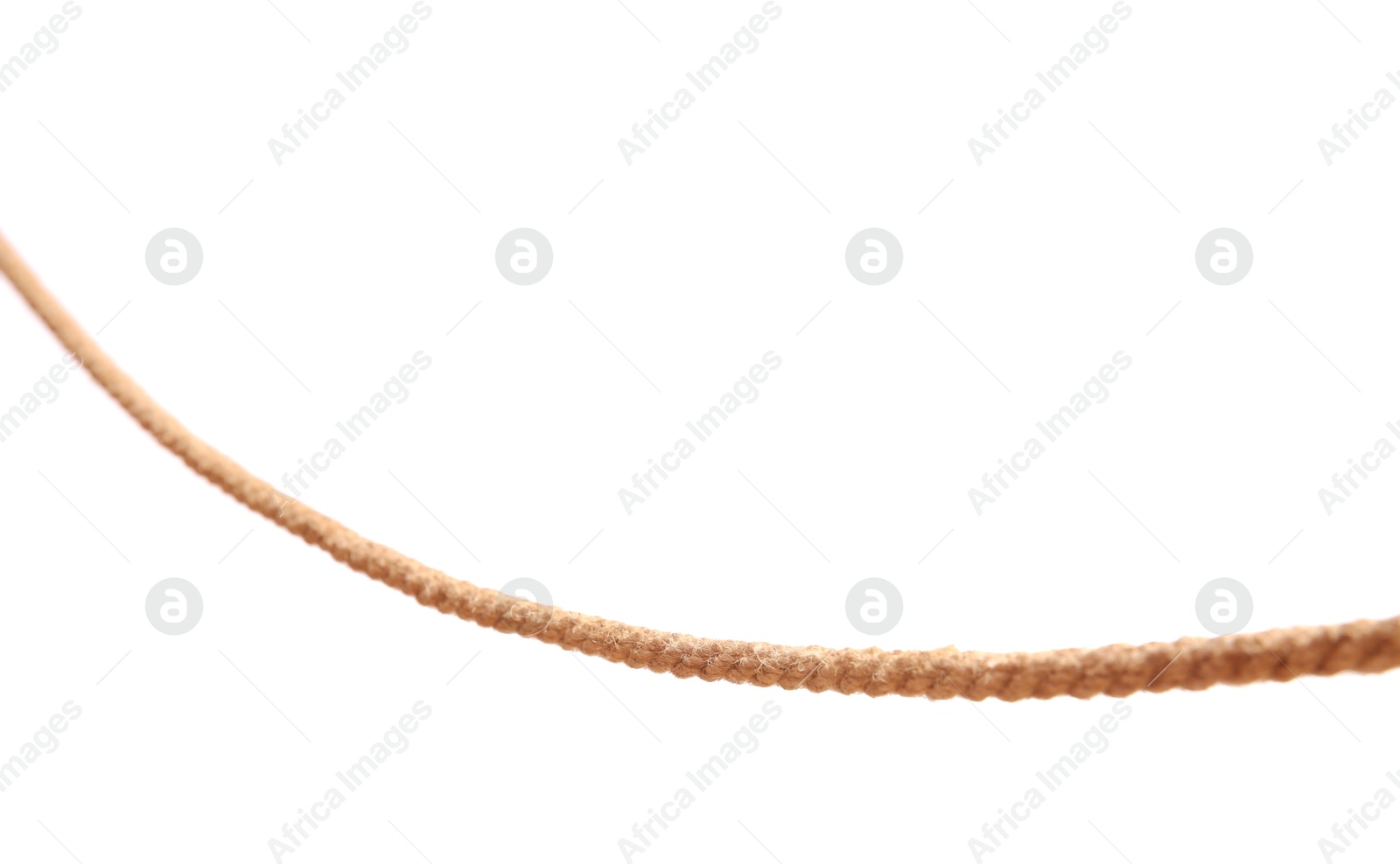 Photo of One brown braided rope isolated on white