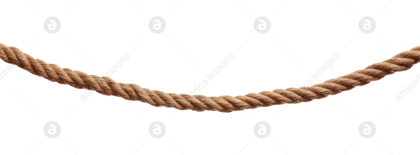 Photo of One brown braided rope isolated on white