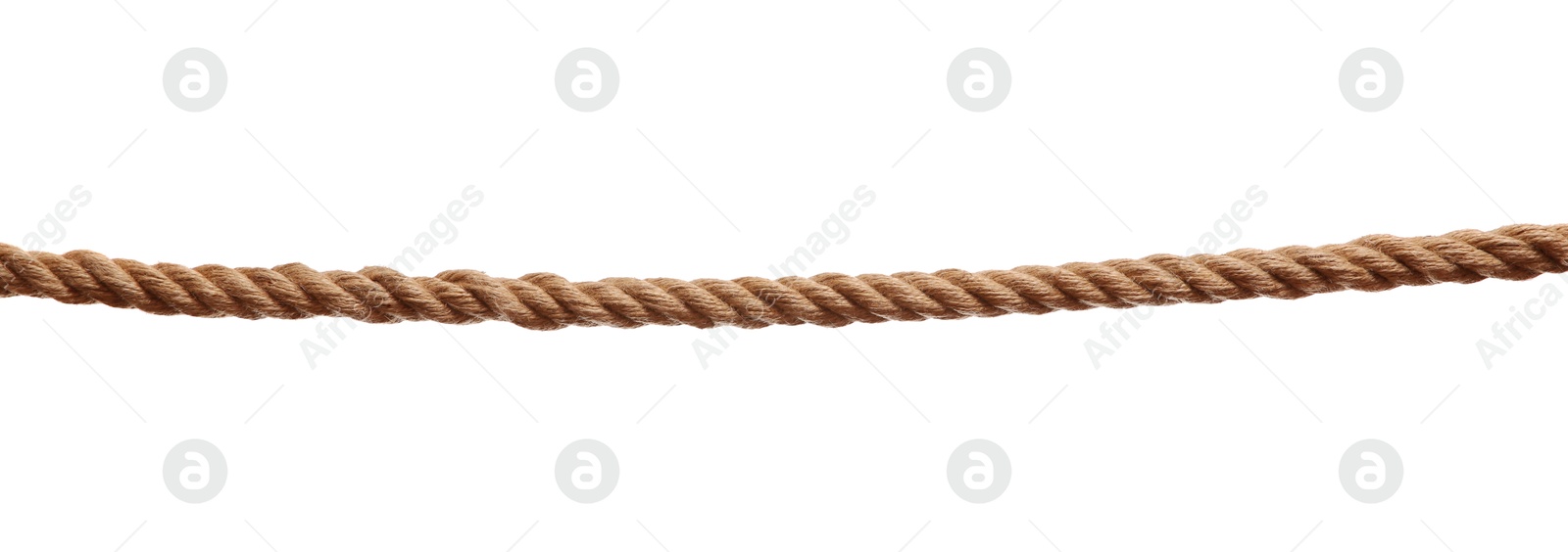 Photo of One brown braided rope isolated on white