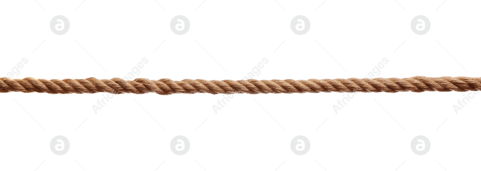 Photo of One brown braided rope isolated on white