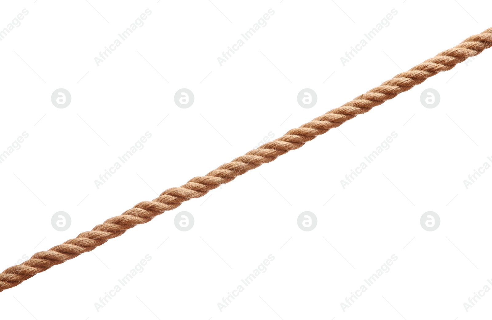 Photo of One brown braided rope isolated on white