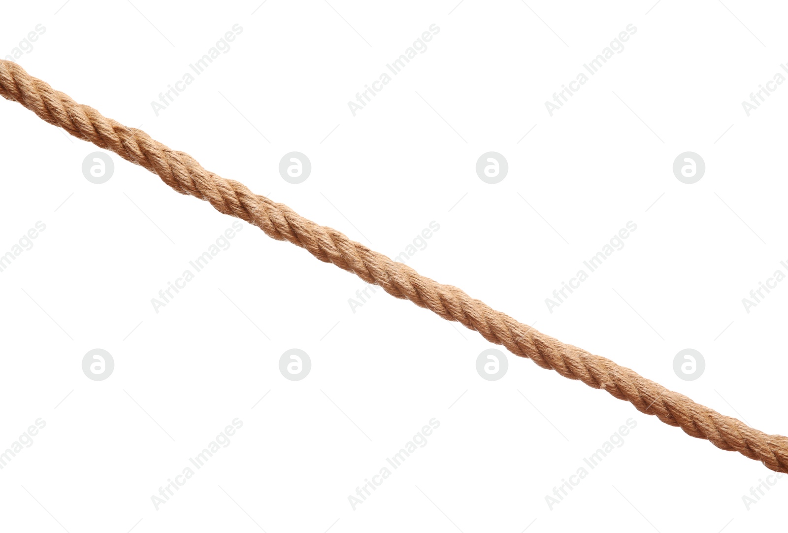 Photo of One brown braided rope isolated on white