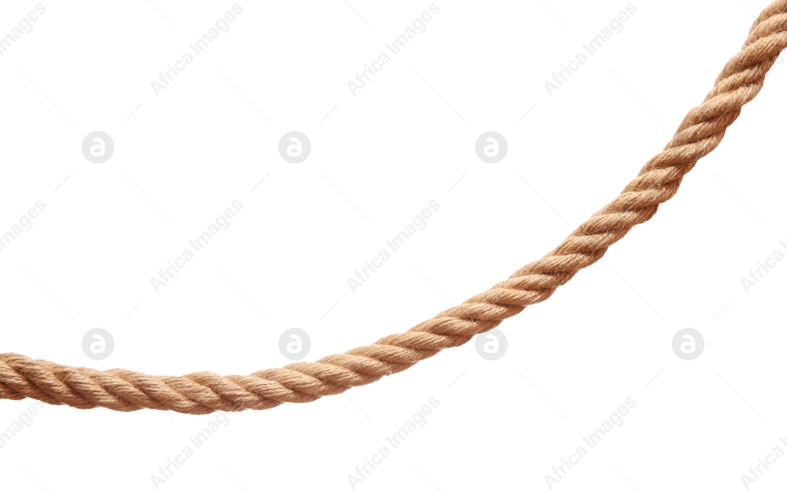 Photo of One brown braided rope isolated on white