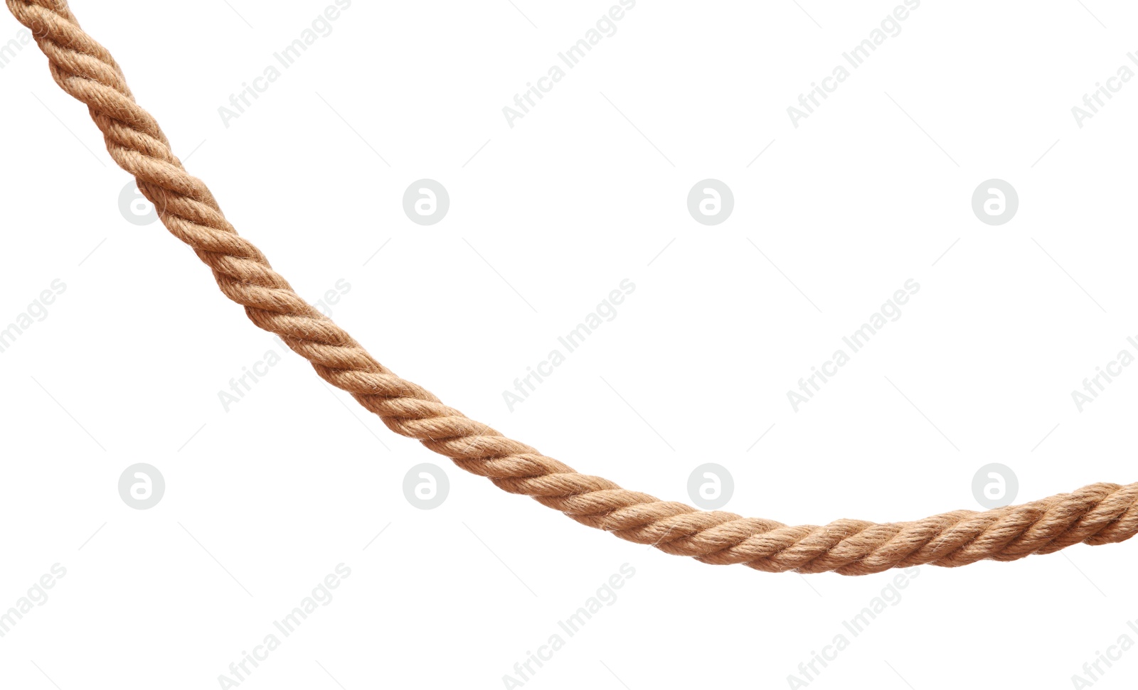 Photo of One brown braided rope isolated on white