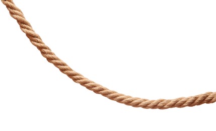 One brown braided rope isolated on white