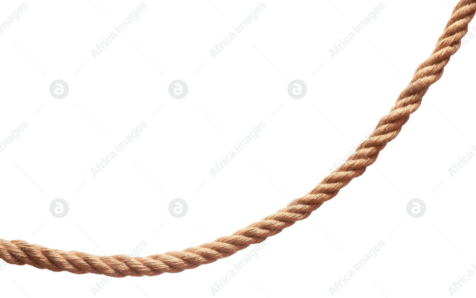 Photo of One brown braided rope isolated on white