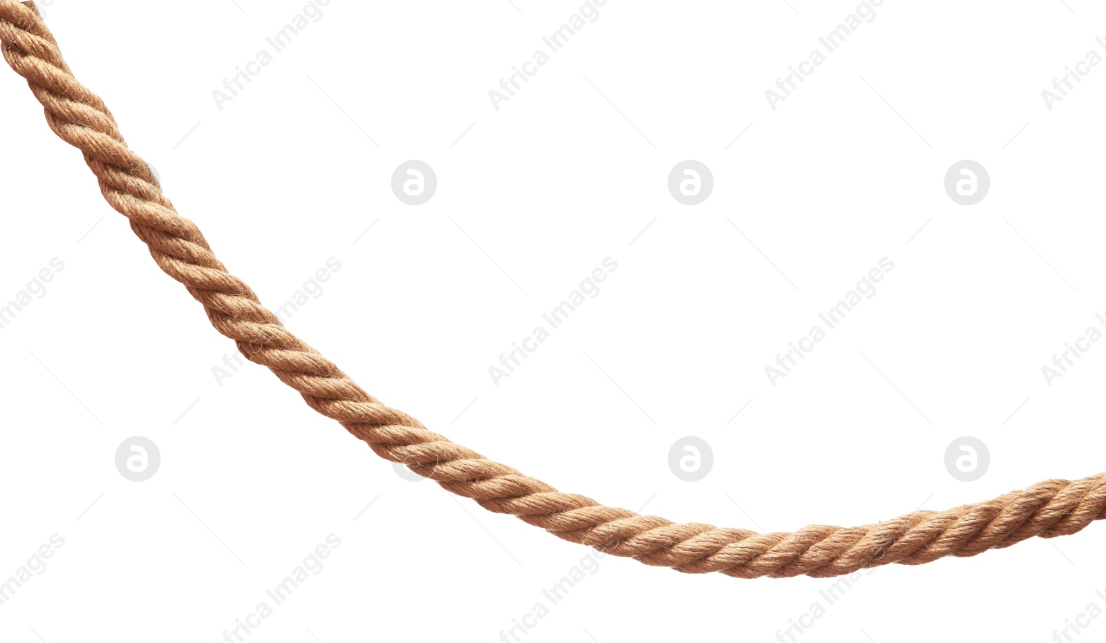 Photo of One brown braided rope isolated on white