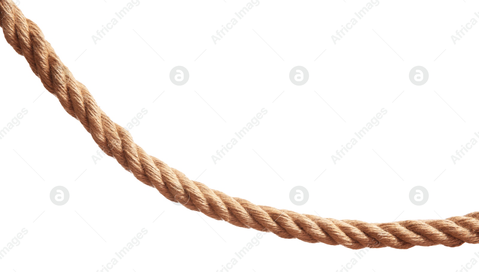 Photo of One brown braided rope isolated on white