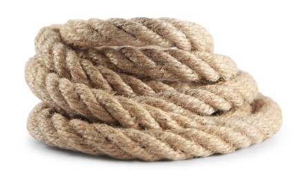 Bundle of hemp rope isolated on white