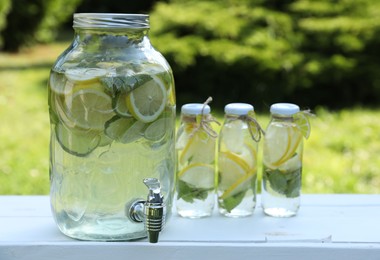 Photo of Lemonade stand with refreshing drink in park