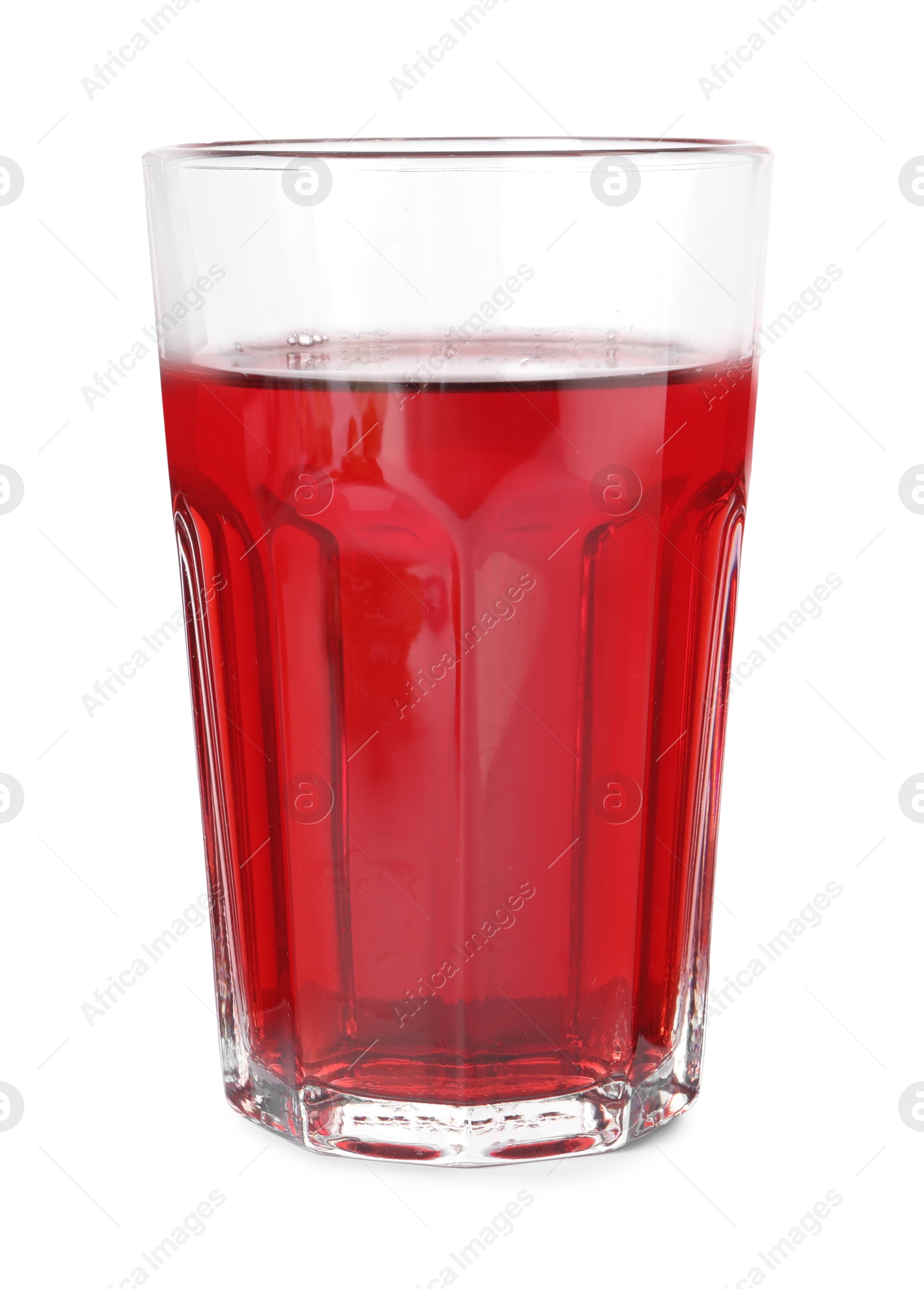 Photo of Tasty grape juice in glass isolated on white