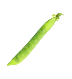 Photo of One green fresh pea pod isolated on white