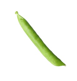 Photo of One green fresh pea pod isolated on white