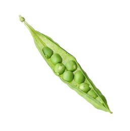 Photo of One green fresh pea pod isolated on white