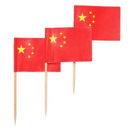 Small paper flags of China isolated on white