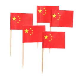 Small paper flags of China isolated on white