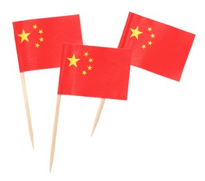 Small paper flags of China isolated on white