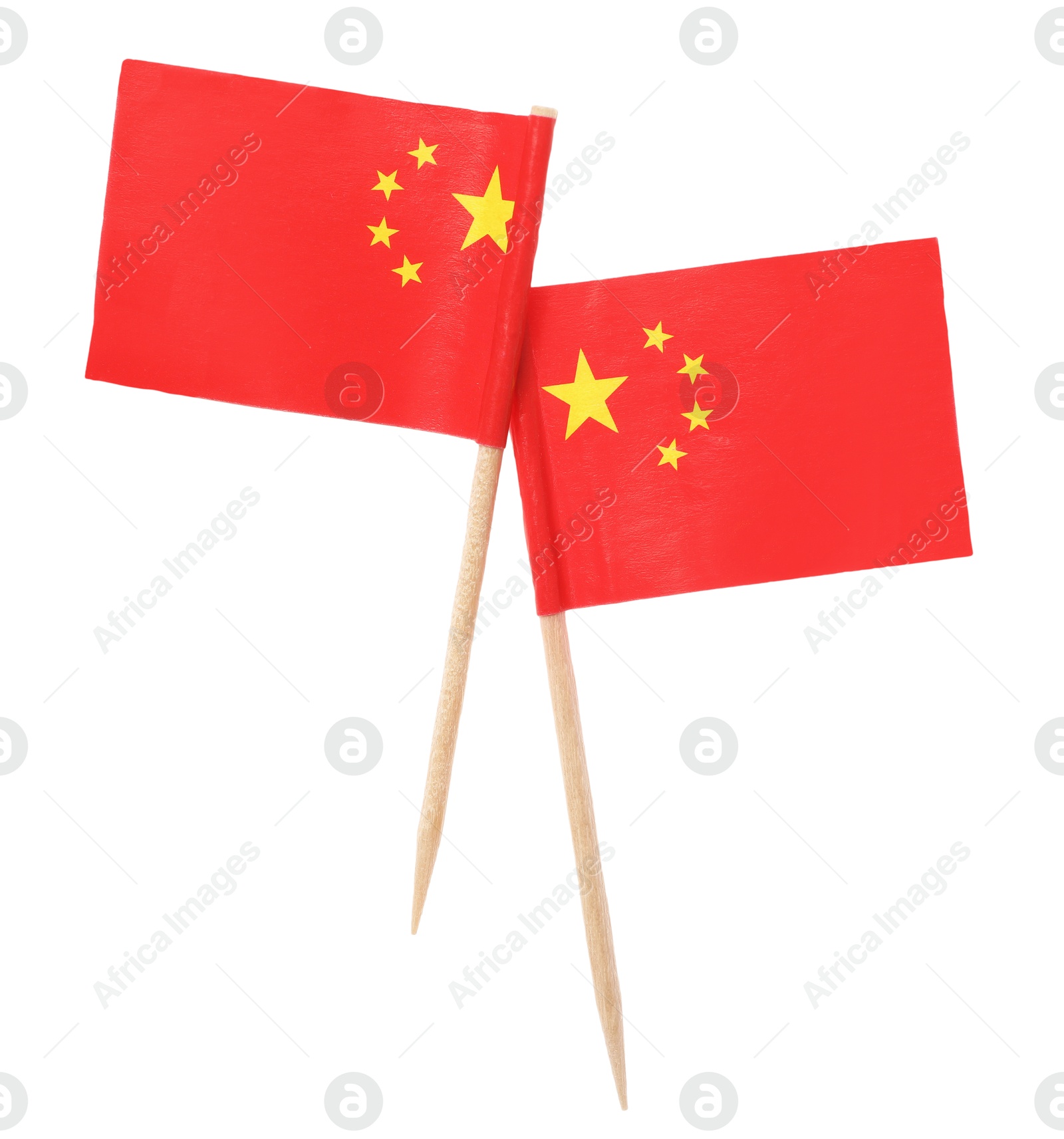 Photo of Small paper flags of China isolated on white