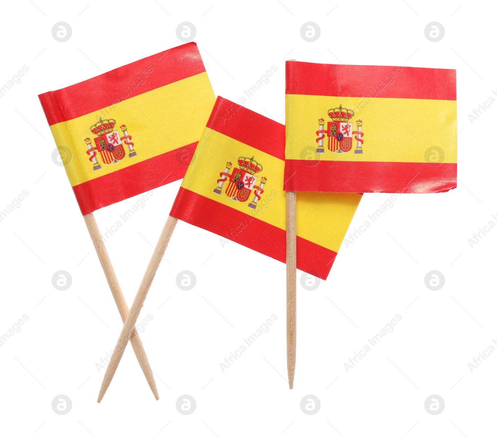 Photo of Small paper flags of Spain isolated on white