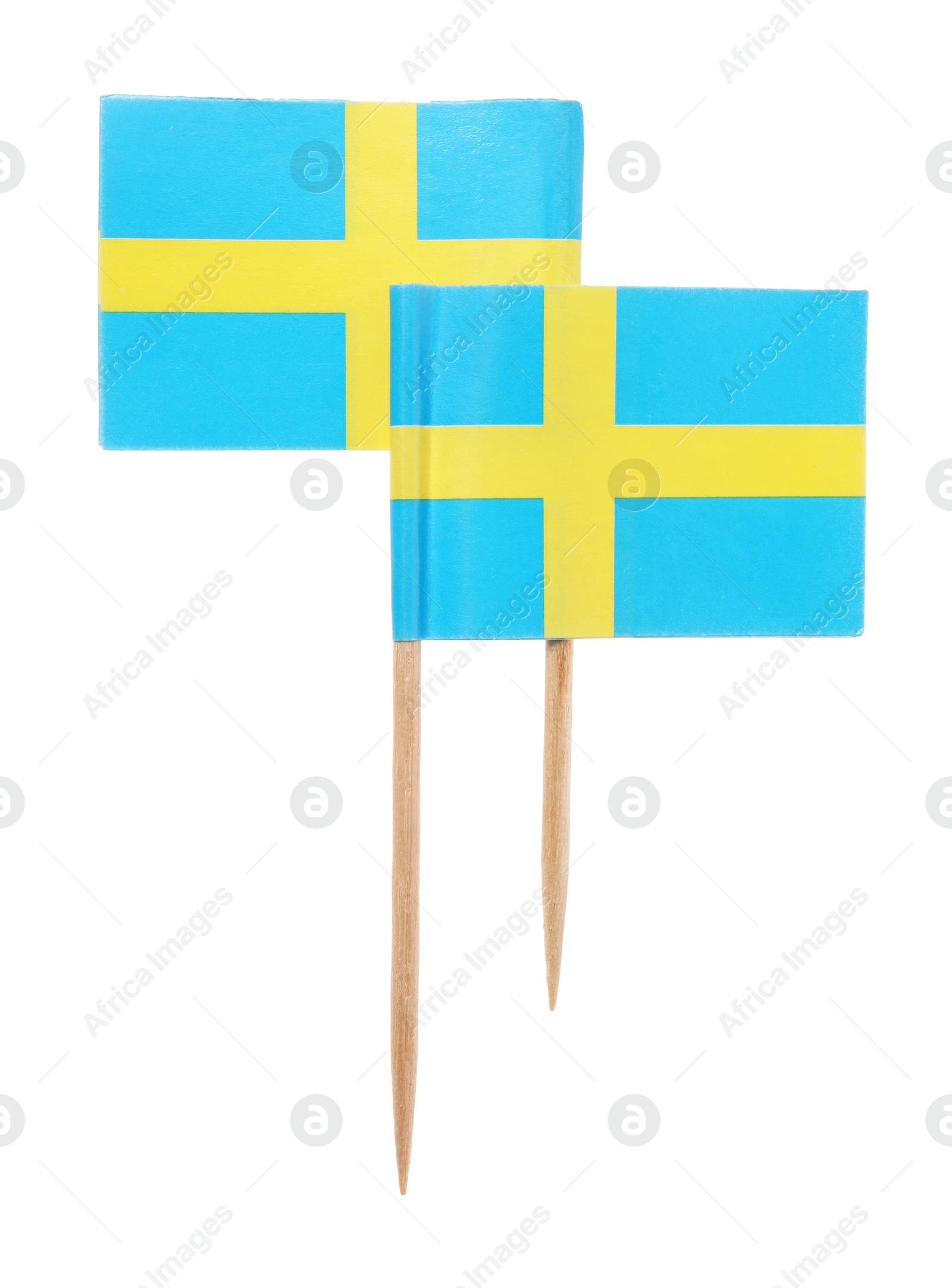 Photo of Small paper flags of Sweden isolated on white