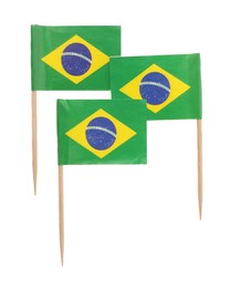 Photo of Small paper flags of Brazil isolated on white