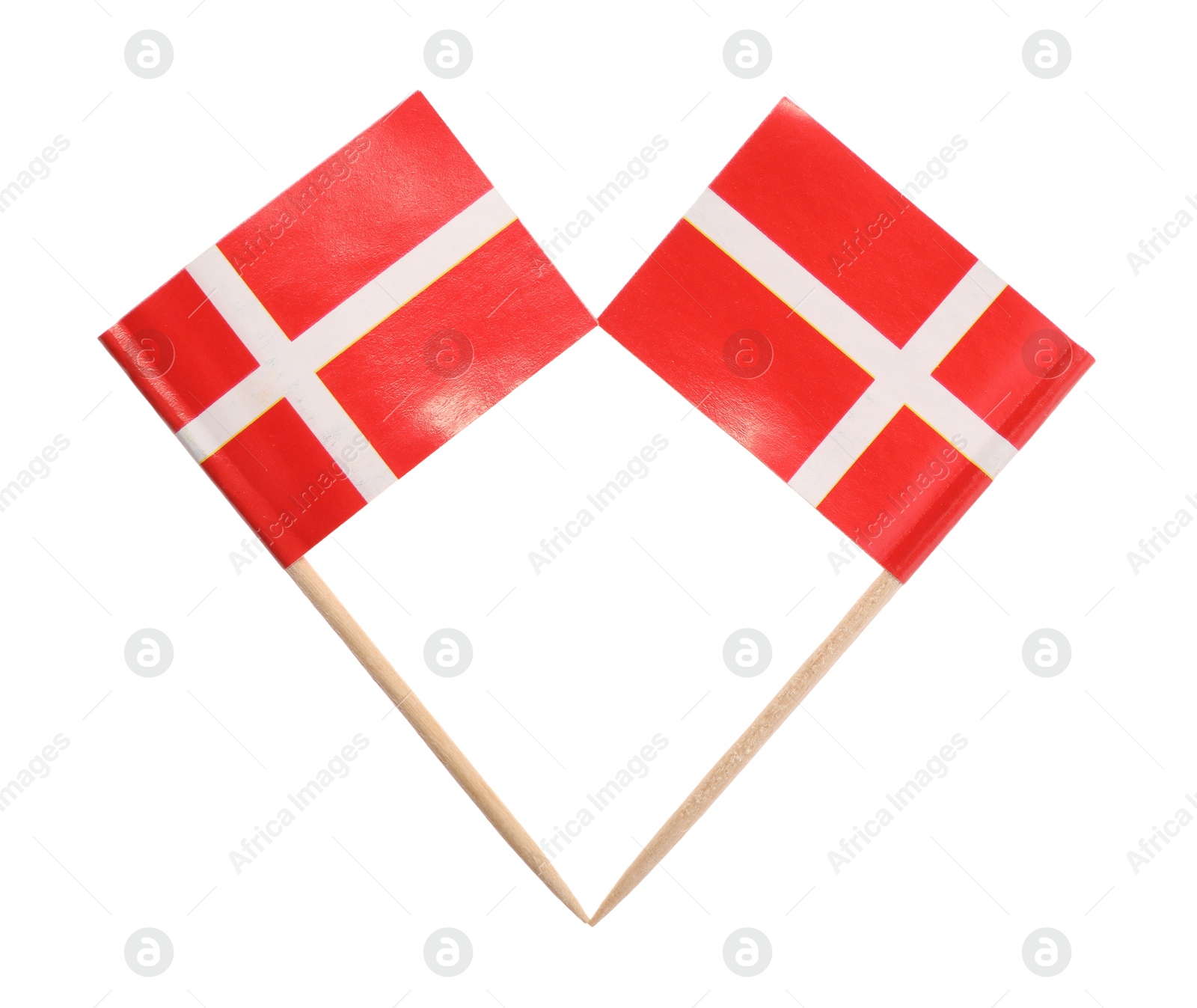 Photo of Small paper flags of Denmark isolated on white