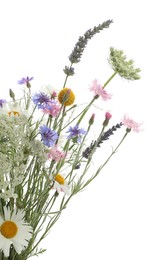 Photo of Bouquet of beautiful wildflowers isolated on white