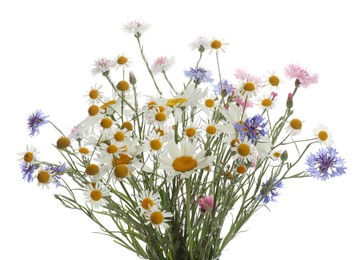 Photo of Bouquet of beautiful wildflowers isolated on white