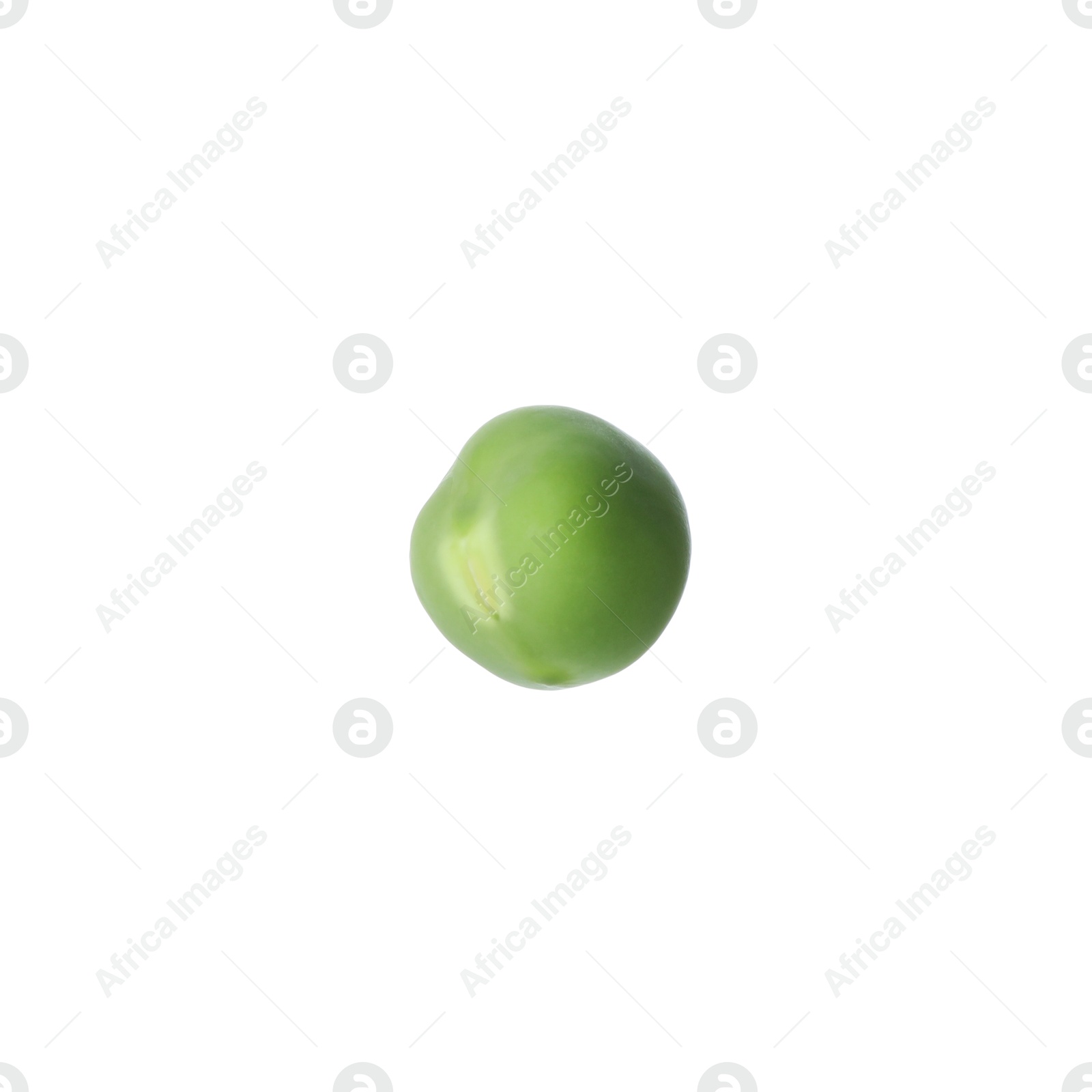 Photo of One fresh green pea isolated on white