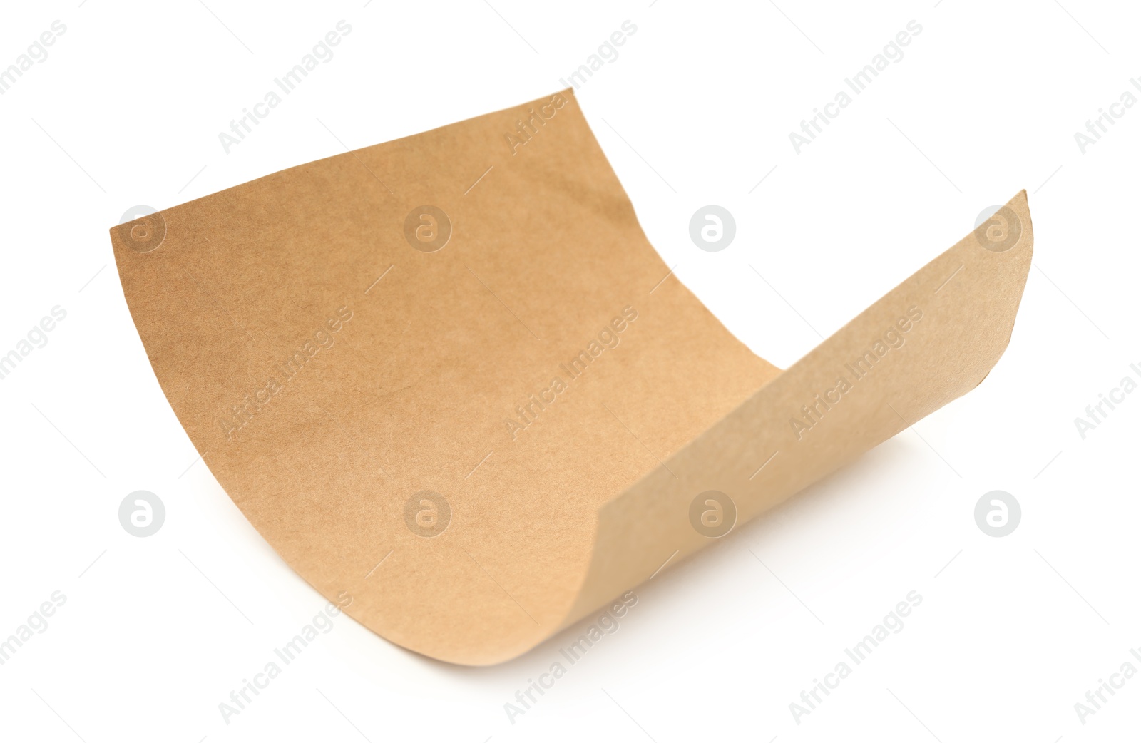 Photo of One kraft paper sheet isolated on white