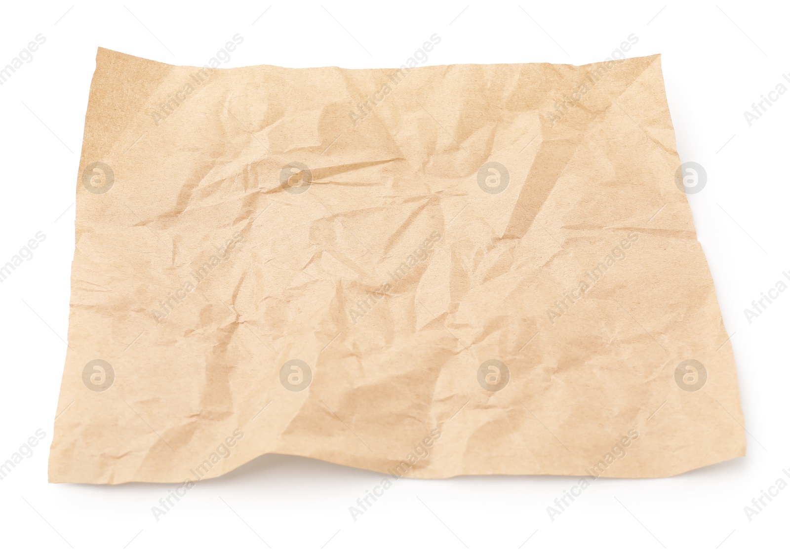 Photo of Crumpled kraft paper sheet isolated on white