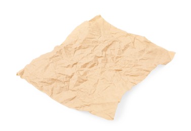 Crumpled kraft paper sheet isolated on white