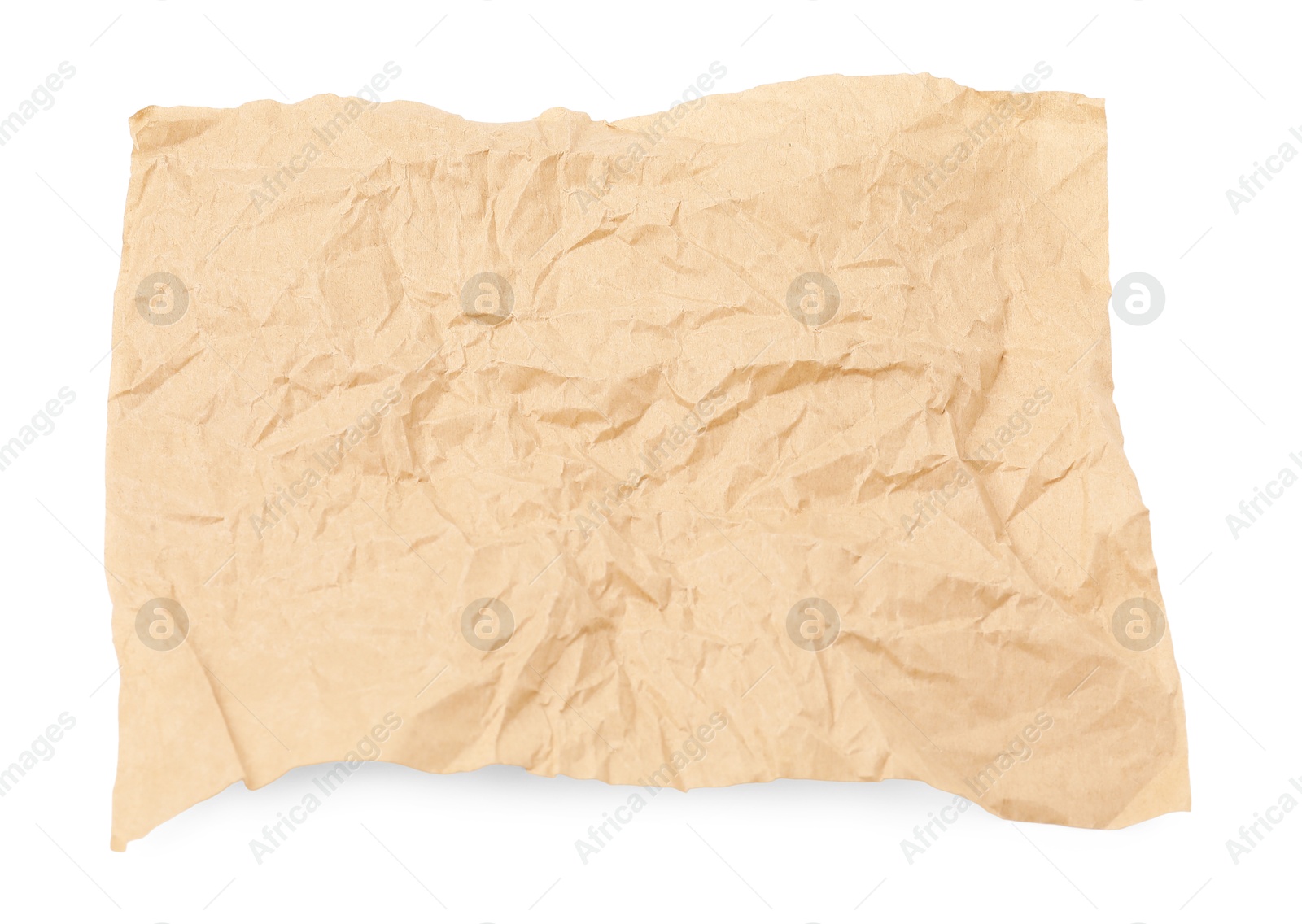 Photo of Crumpled kraft paper sheet isolated on white