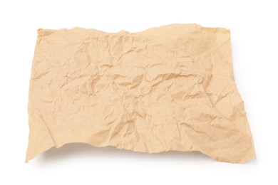 Photo of Crumpled kraft paper sheet isolated on white