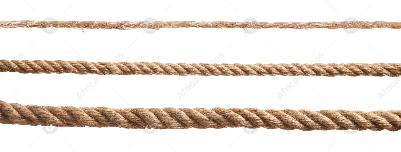 Image of Ropes of different thickness isolated on white, set