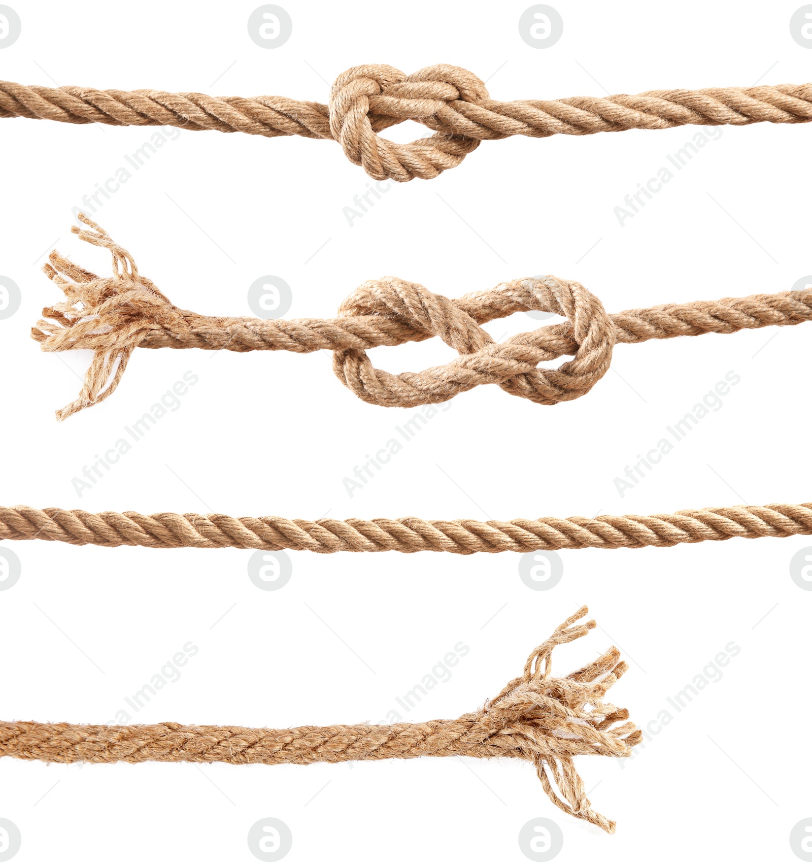 Image of Collage with rough ropes isolated on white