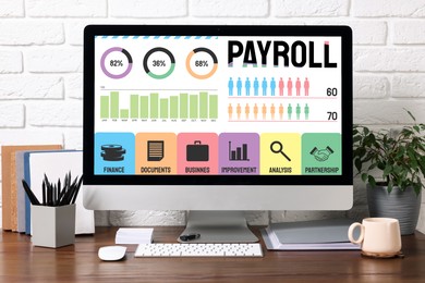 Image of Computer screen with payroll data on table